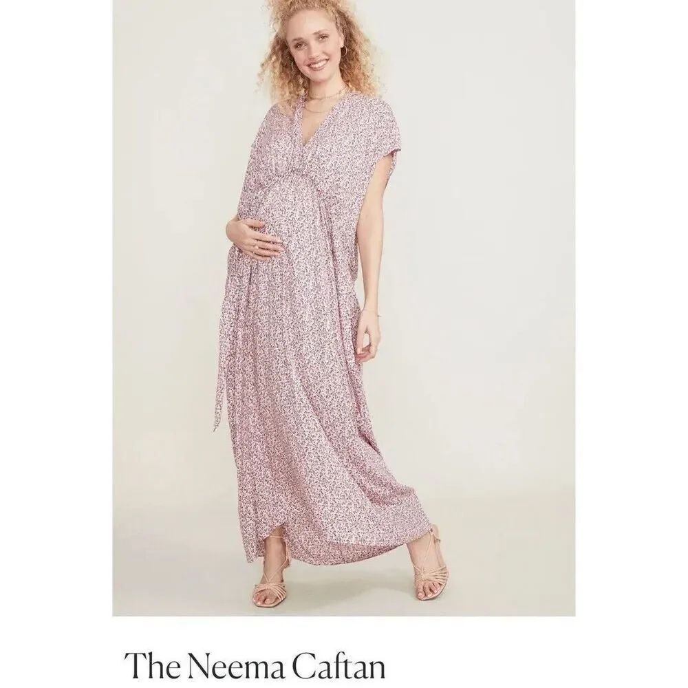 Hatch Multicolor Maternity The Neema Caftan Wildflower Ditsy Maxi Dress Size 1